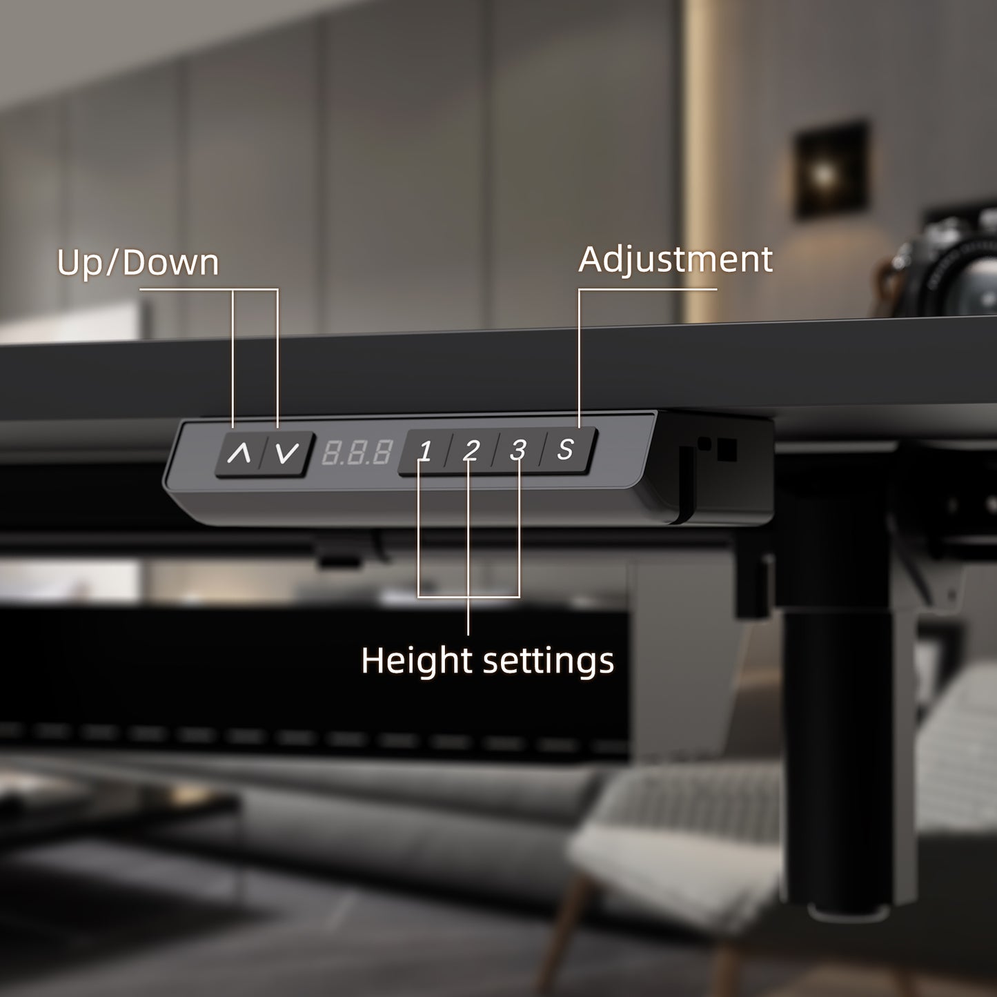Height-Adjustable Sit-Stand Desk with memory Function and Anti-Collision, USB-A and Type-C Ports, Adjustable Height 70-119cm, Home Office Computer Desk