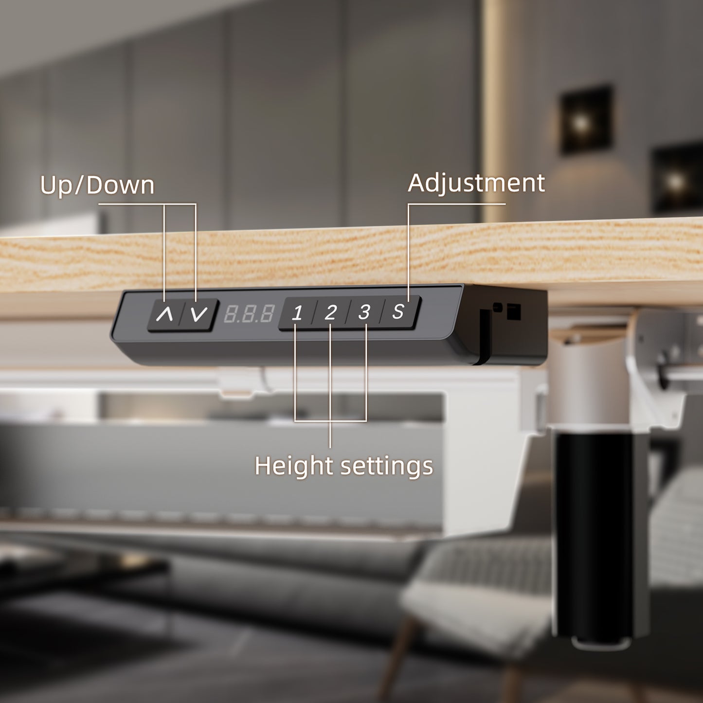 Height-Adjustable Sit-Stand Desk with memory Function and Anti-Collision, USB-A and Type-C Ports, Adjustable Height 70-119cm, Home Office Computer Desk