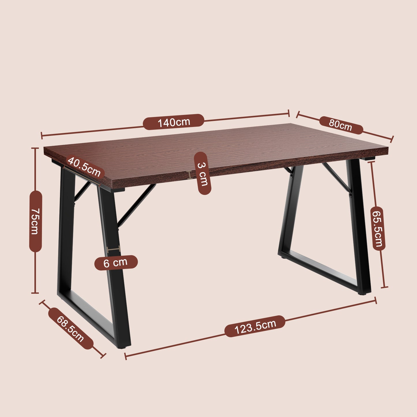 HOMAVO Modern Dining Table – Stylish & Durable Table for 4-6 People, 120×60 or 140×80×75 cm