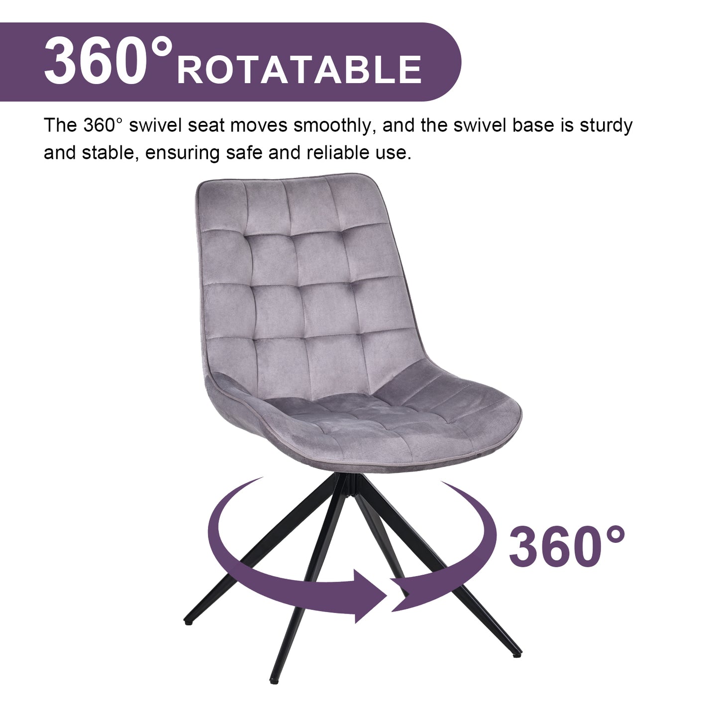 HOMAVO Set of 2 Modern Ergonomic Dining & Office Chairs – Comfortable 360° Swivel Chairs