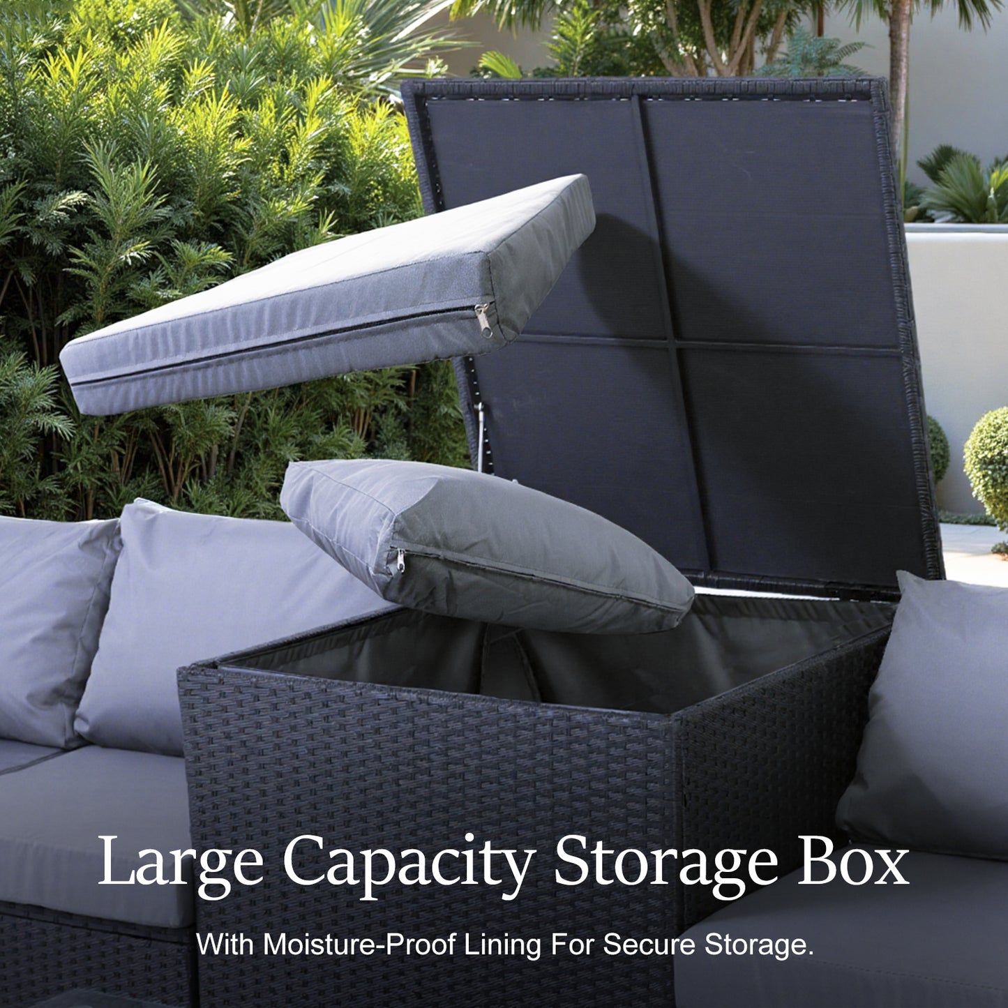 HOMAVO 7 Pieces Outdoor Patio Furniture Set, Coffee Table and Storage Box, with Waterproof Cover