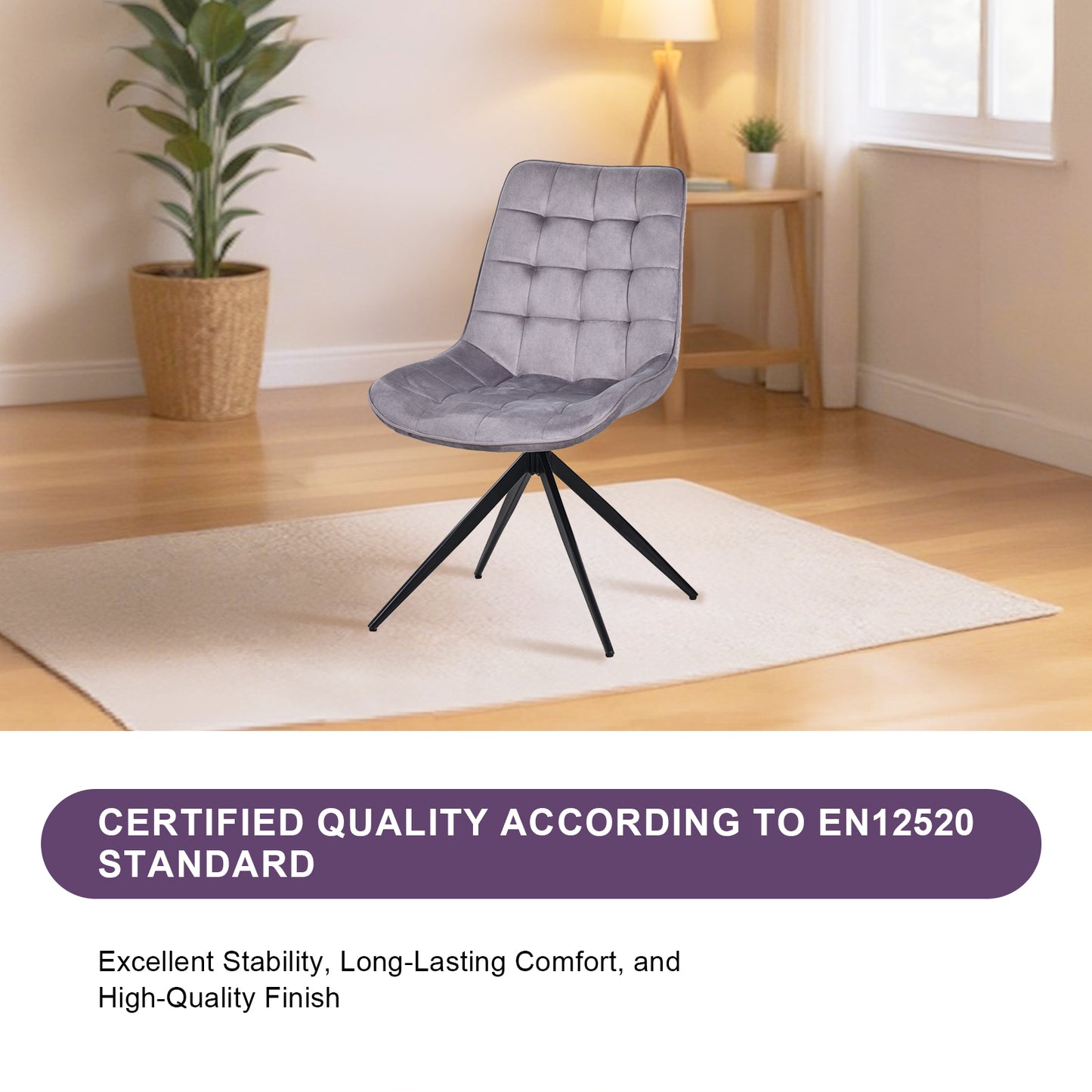 HOMAVO Set of 2 Modern Ergonomic Dining & Office Chairs – Comfortable 360° Swivel Chairs