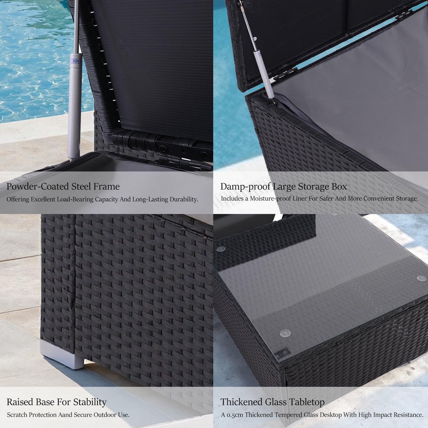 HOMAVO 7 Pieces Outdoor Patio Furniture Set, Coffee Table and Storage Box, with Waterproof Cover