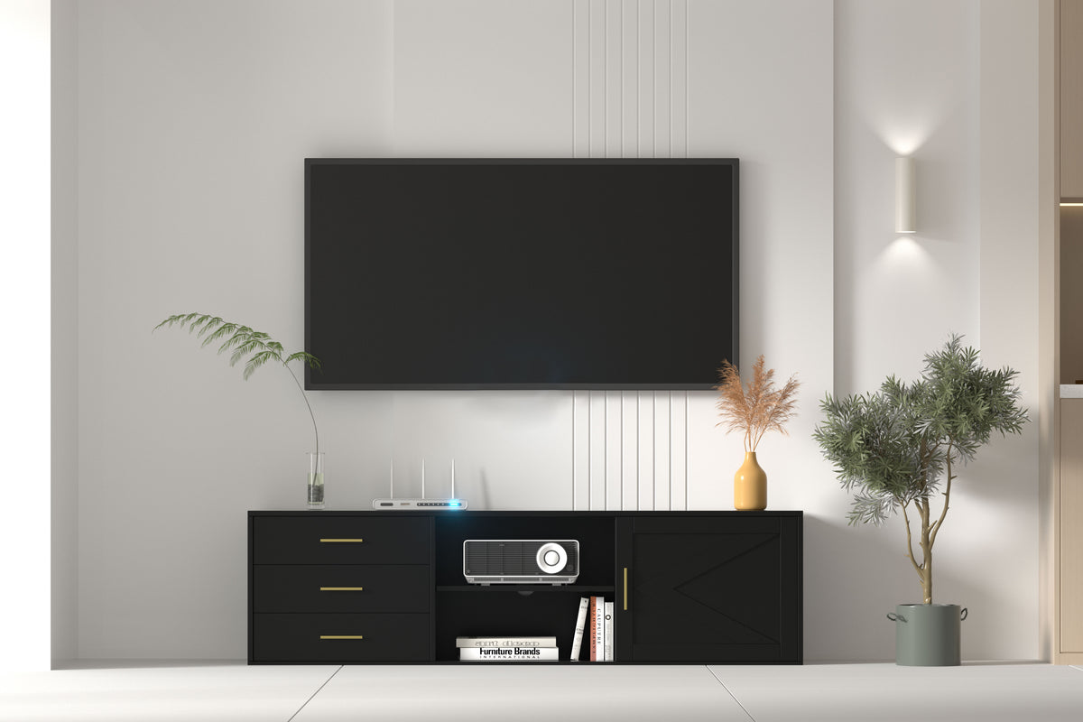 Modernes TV-Lowboard mit Schiebetür-Stauraum, 160–180 cm