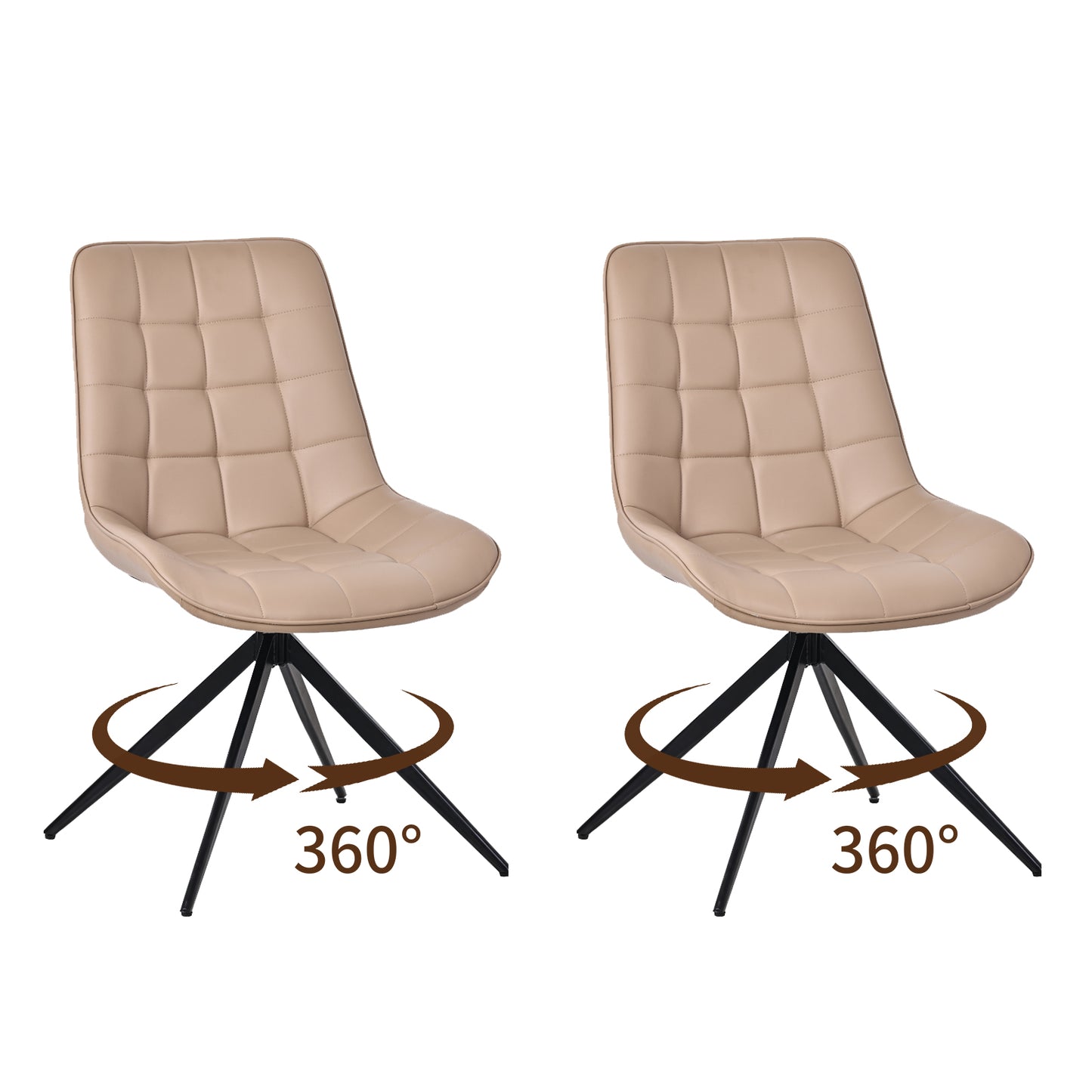 HOMAVO Set of 2 Modern Ergonomic Dining & Office Chairs – Comfortable 360° Swivel Chairs
