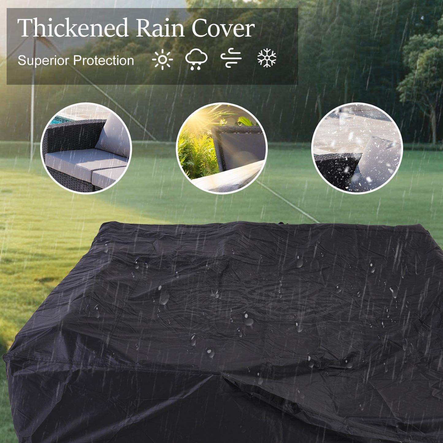 HOMAVO 7 Pieces Outdoor Patio Furniture Set, Coffee Table and Storage Box, with Waterproof Cover