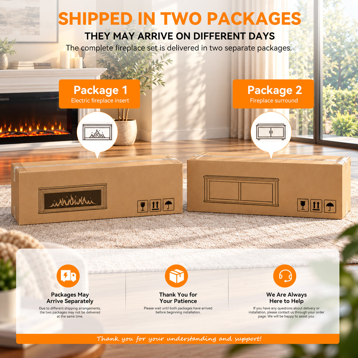 Electric Fireplace Cabinet with Remote Control — 14″ to 50″
