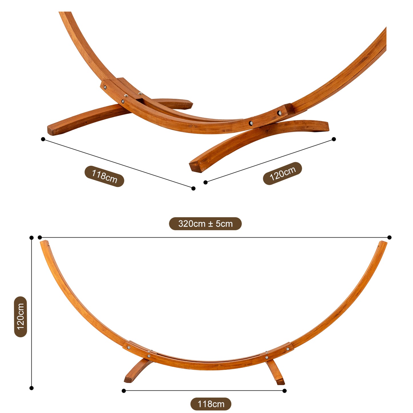 HOMAVO Hammock with Frame, With 2 Hammocks, 200kg Load Capacity, Dimensions: 320x120x120 cm