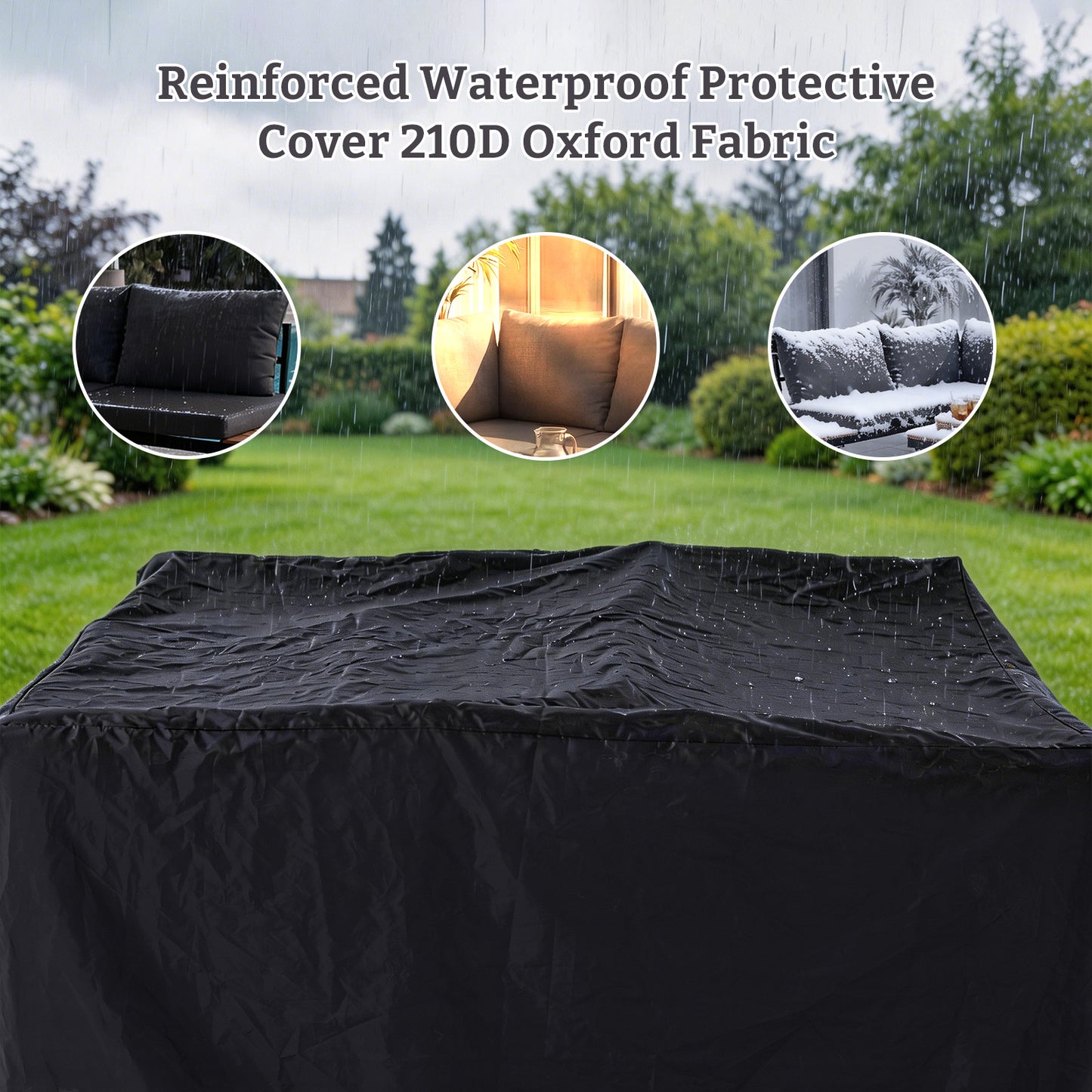 HOMAVO Patio Furniture Set with Coffee Table, L-Shaped Corner Sofa (with Waterproof Sofa Cover)