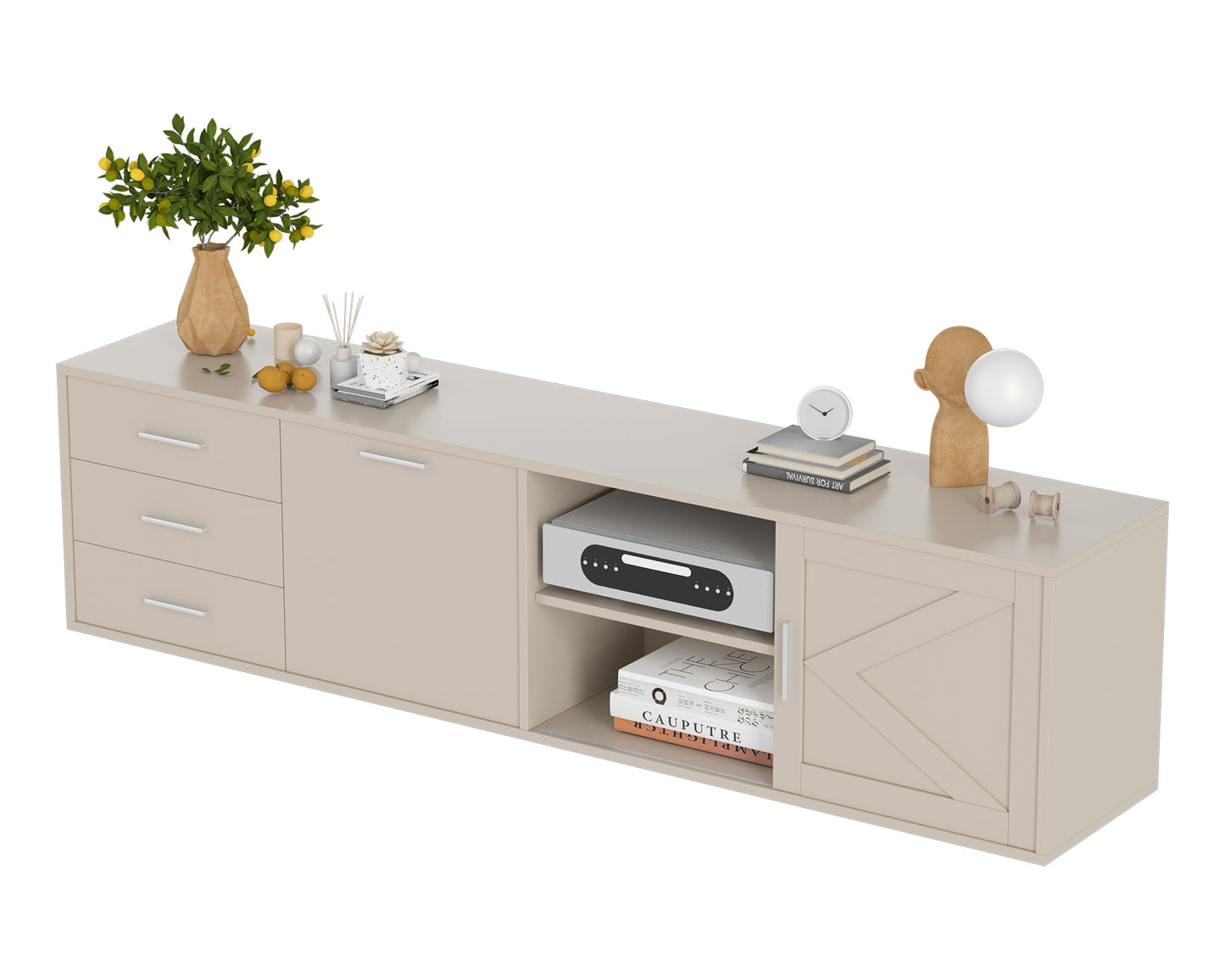 HOMAVO 180cm Modern TV Stand – 3 Drawers, 1 Sliding Door & 1 Swing Door | FSC Wood Storage Cabinet