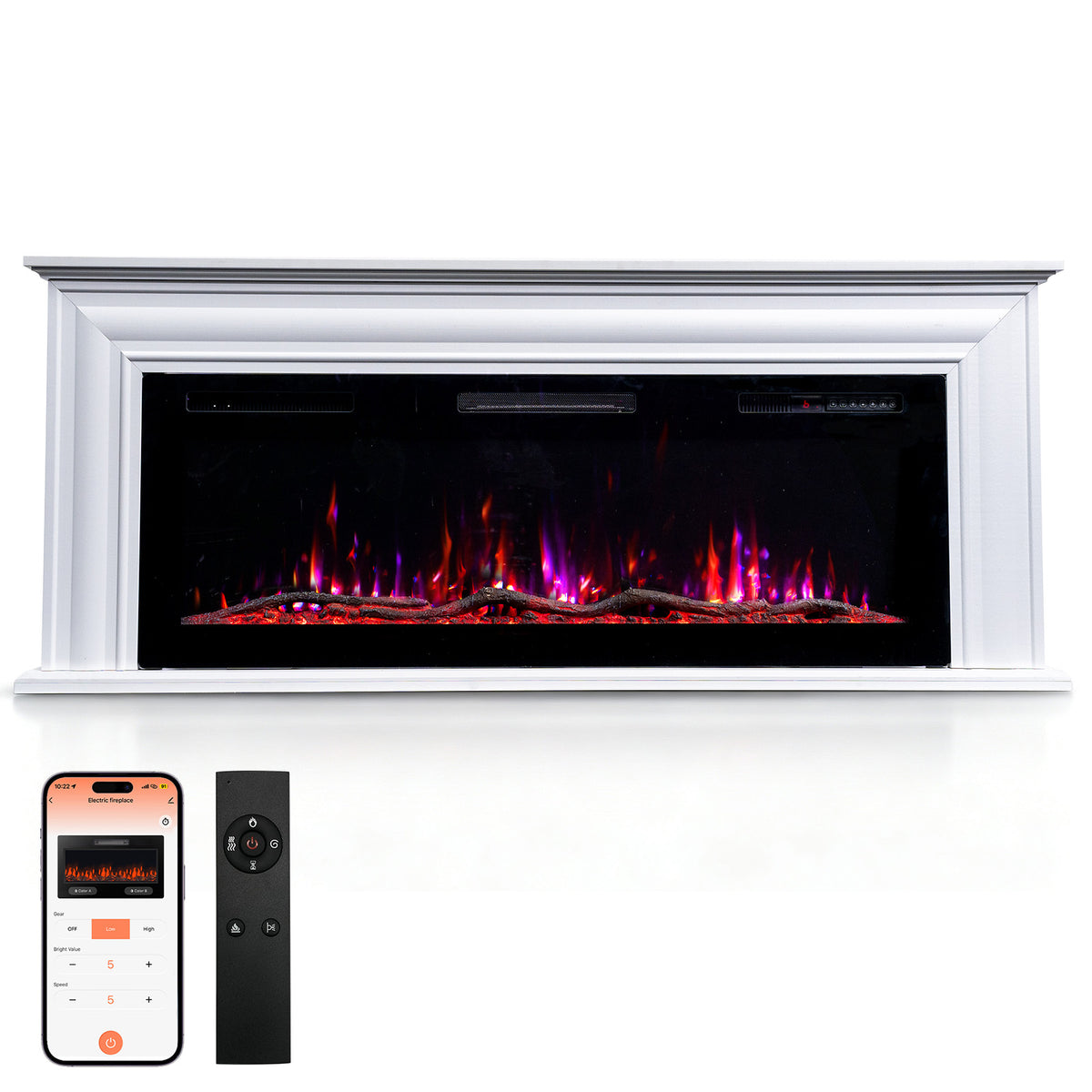 Electric Fireplace Cabinet with Remote Control — 14″ to 50″