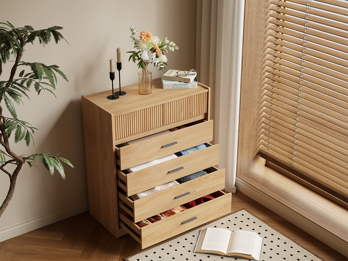 HOMAVO Dresser 74×90 cm – Modern Storage Cabinet with 6 Spacious Drawers and Easy-Clean Surface