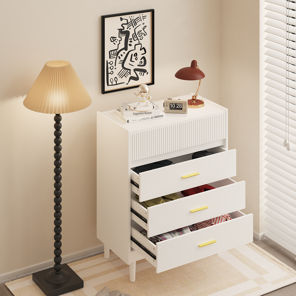 HOMAVO Modern Chest of Drawers 74×90cm – 5 Spacious Drawers, Easy-to-Clean Surface, Stylish Storage Cabinet