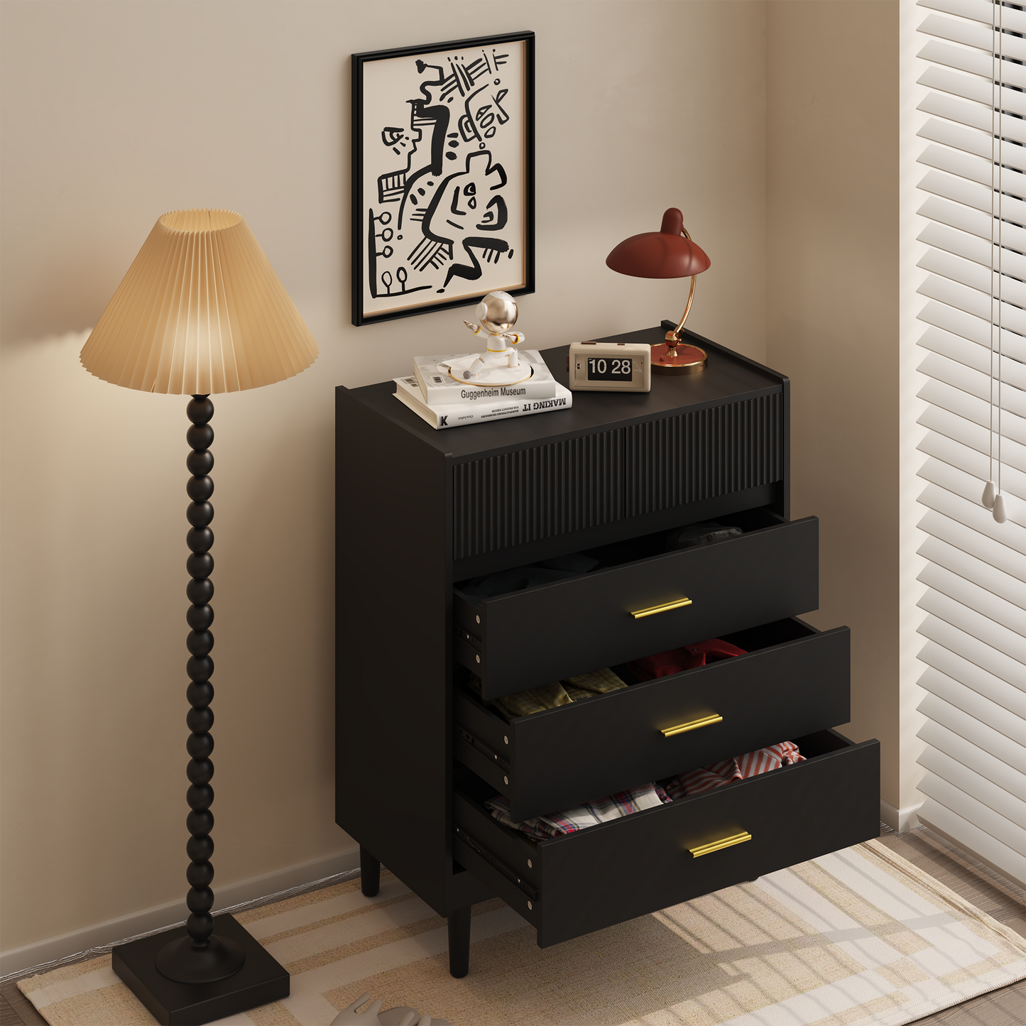HOMAVO Modern Chest of Drawers 74×90cm – 5 Spacious Drawers, Easy-to-Clean Surface, Stylish Storage Cabinet