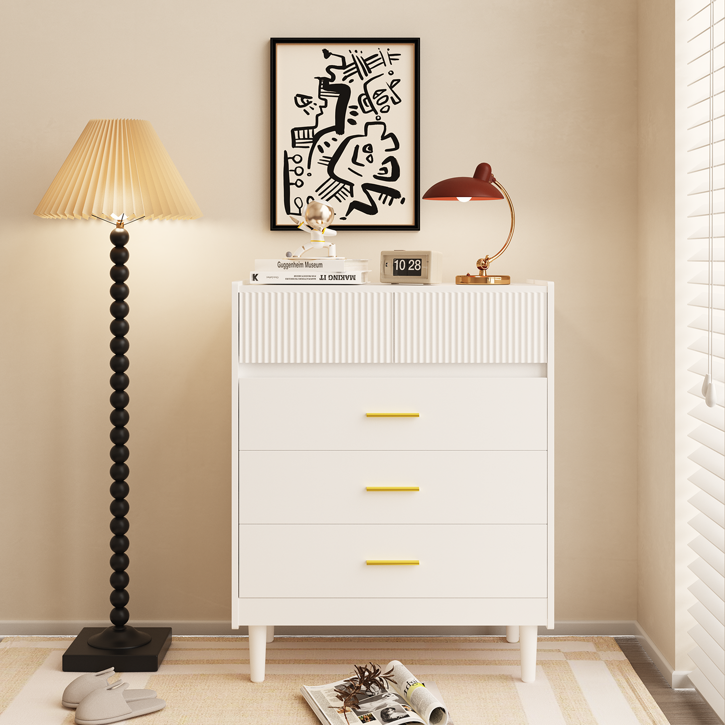 HOMAVO Modern Chest of Drawers 74×90cm – 5 Spacious Drawers, Easy-to-Clean Surface, Stylish Storage Cabinet