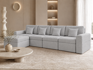 Modulares Ecksofa mit verstecktem Stauraum und Chenille-Bezug