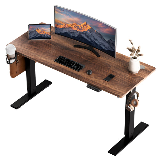Height-Adjustable Sit-Stand Desk with memory Function and Anti-Collision, USB-A and Type-C Ports, Adjustable Height 69-120cm, Home Office Computer Desk
