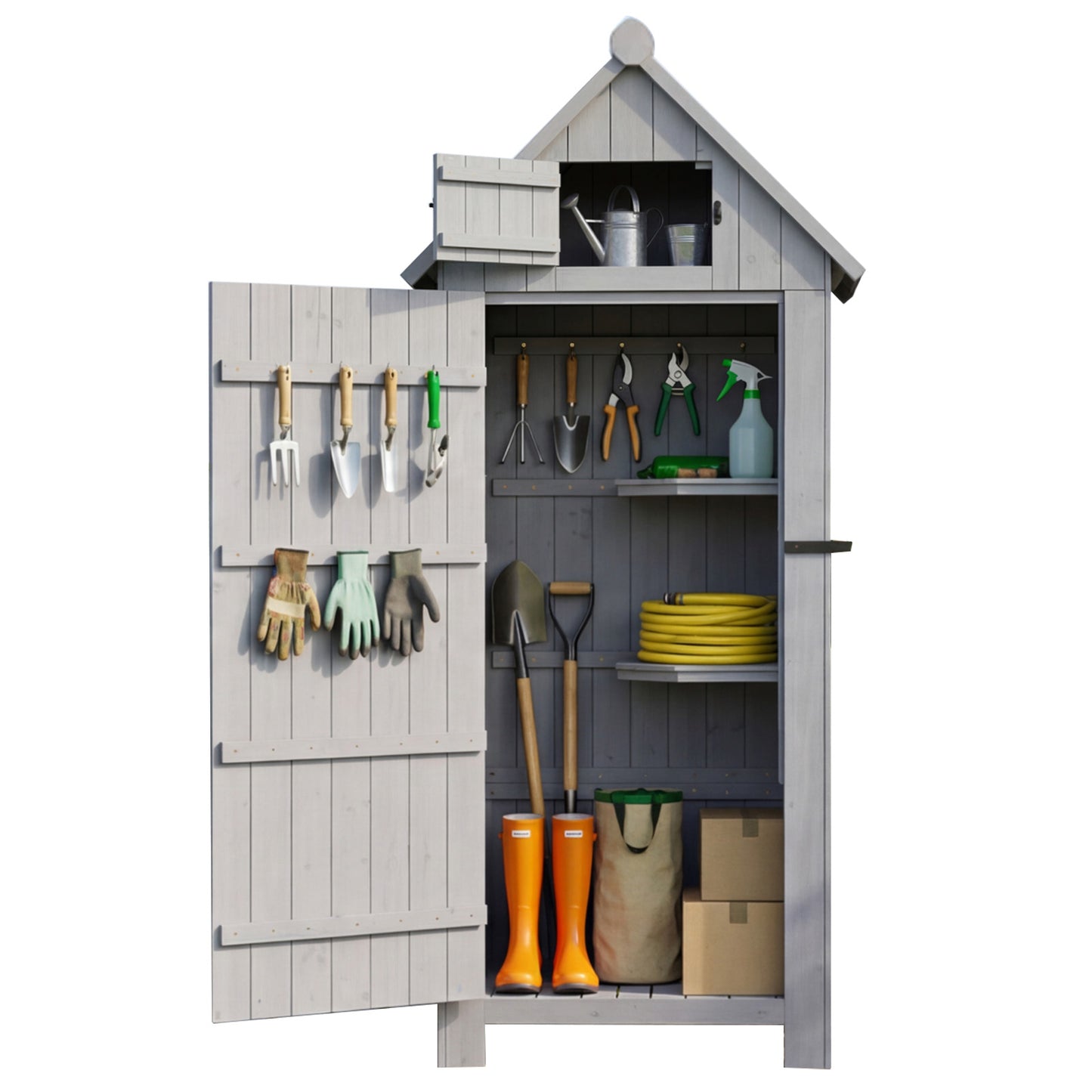 HOMAVO Garden Storage Shed & Tool Cabinet, Dimensions: 77 × 54.3 × 179 cm