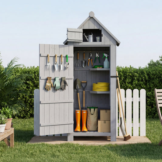 HOMAVO Garden Storage Shed & Tool Cabinet, Dimensions: 77 × 54.3 × 179 cm