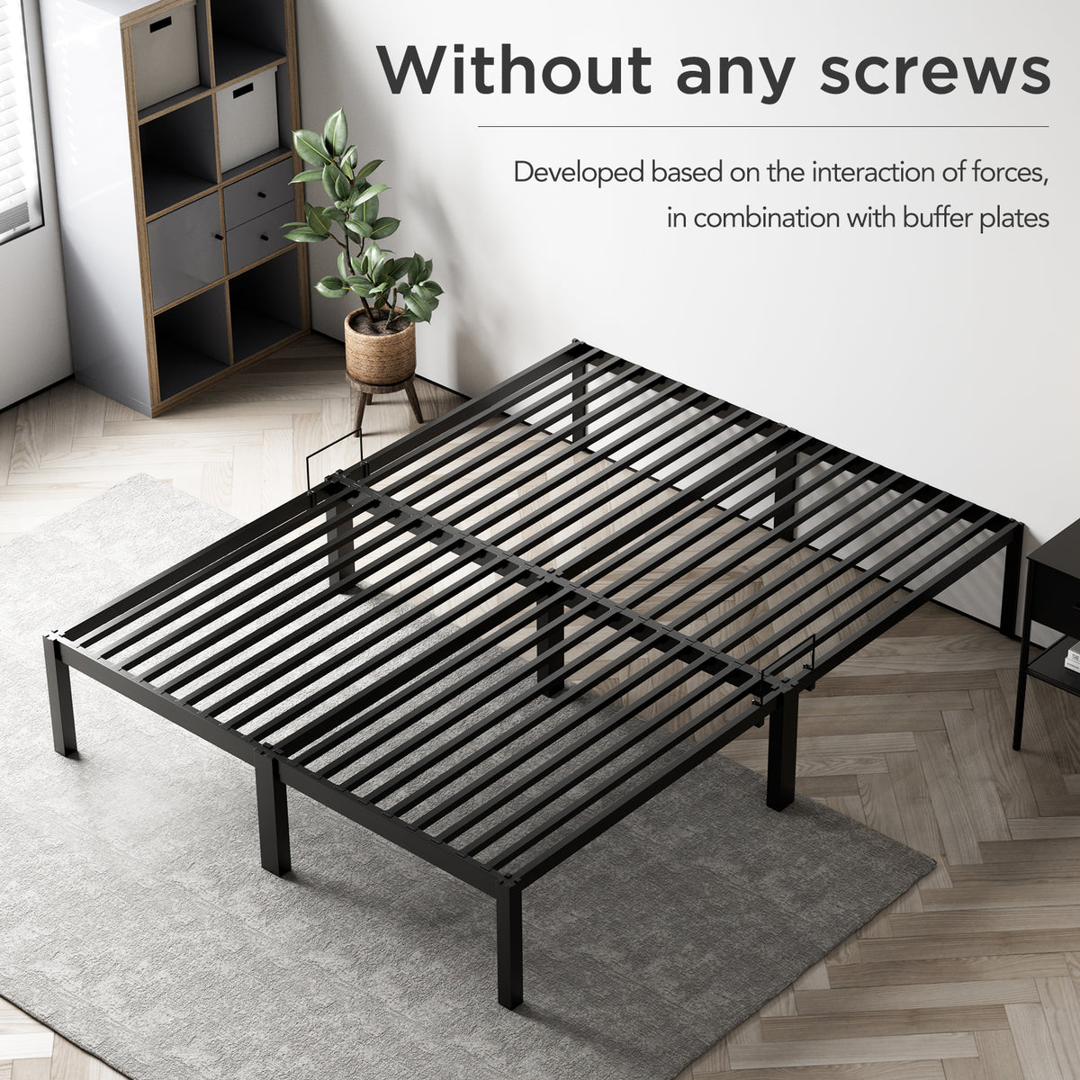 Metal Bed Frame with 30 cm Under-Bed Storage – Heavy-Duty Steel Platform Bed