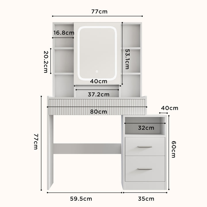 LED Vanity Table with Adjustable Lighting & Storage