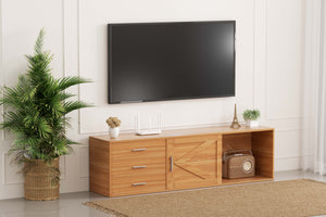 Modern TV Stand with Sliding-Door Storage, 160–180 cm