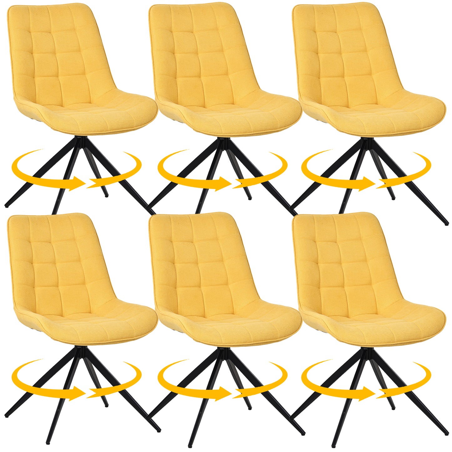 HOMAVO Set of 2 Modern Ergonomic Dining & Office Chairs – Comfortable 360° Swivel Chairs