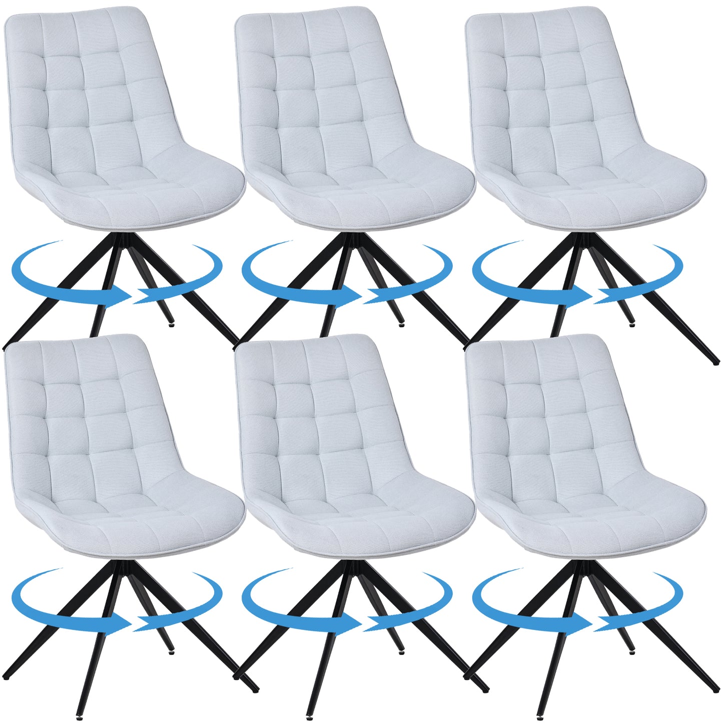 HOMAVO Set of 2 Modern Ergonomic Dining & Office Chairs – Comfortable 360° Swivel Chairs