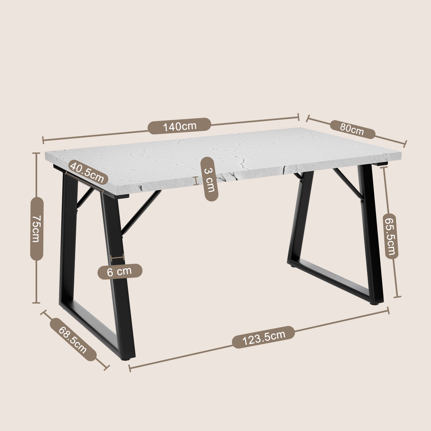 HOMAVO 5-Piece Dining Set – 4 Velvet/PU Chairs + 140cm Rectangular Table