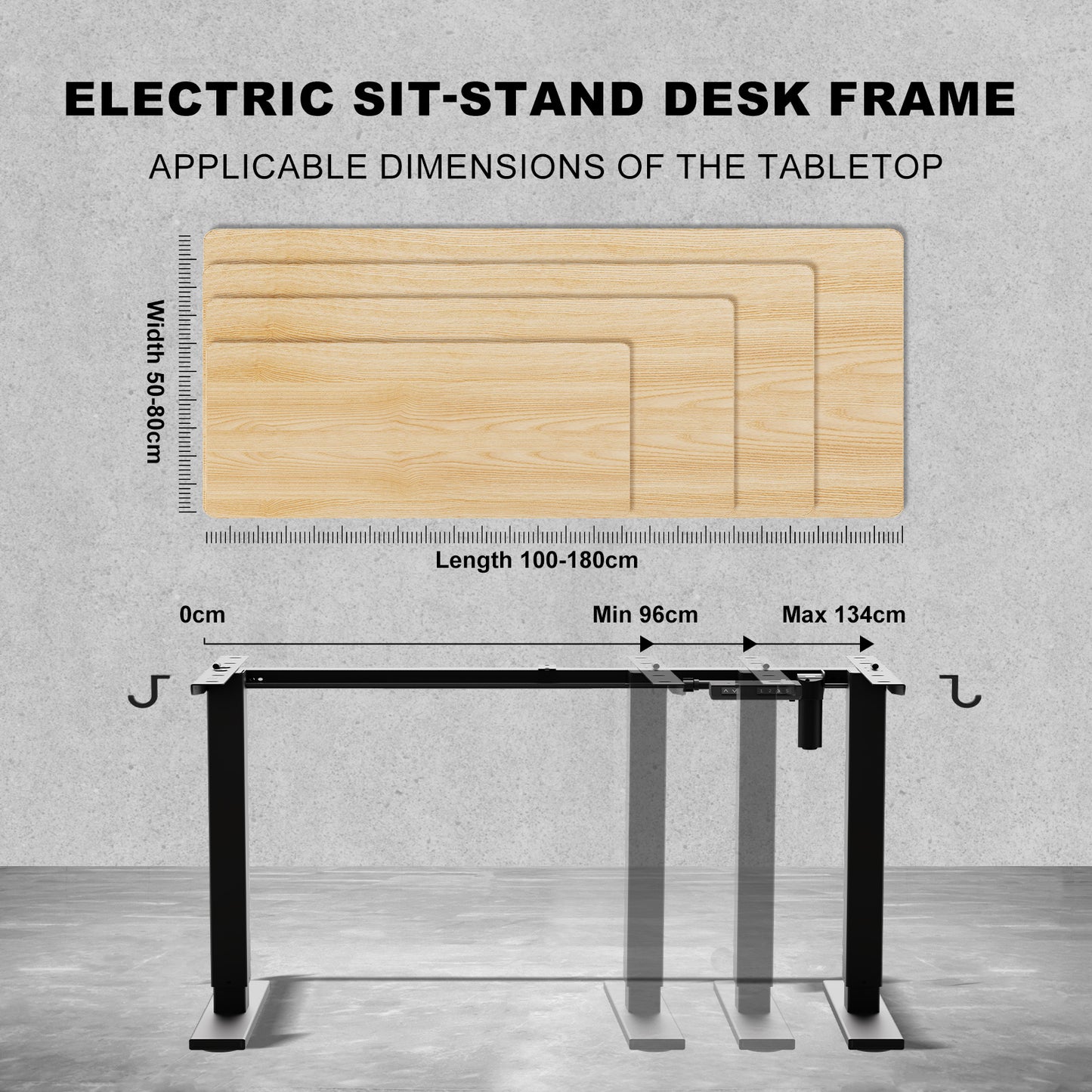 Electric Sit-Stand Desk Frame with Memory Function, Anti-Collision Technology, and Fast Charging USB/Type-C