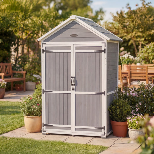 HOMAVO Garden Storage Shed & Tool Cabinet,  Dimensions: 99.3 × 56.5 × 178 cm