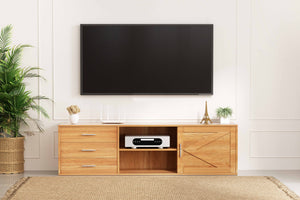 Modern TV Stand with Sliding-Door Storage, 160–180 cm