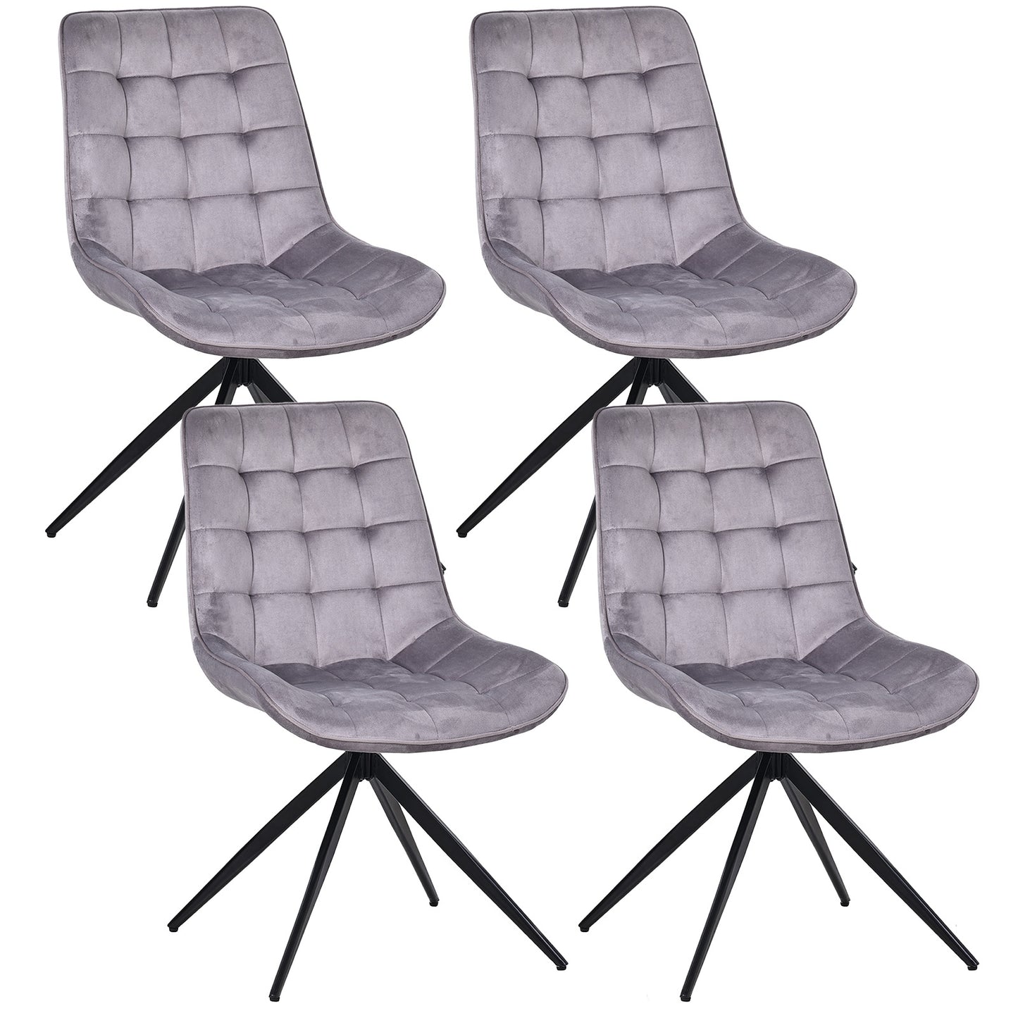 HOMAVO Set of 2 Modern Ergonomic Dining & Office Chairs – Comfortable 360° Swivel Chairs
