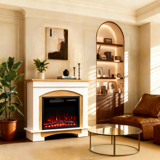 HOMAVO 23" Cabinet Electric Fireplace, 1000W/2000W, 3D Flame Effect, Remote Control, Timer, Dimensions: 70 × 30 × 80 cm