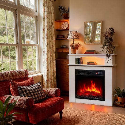 HOMAVO 18" Cabinet Electric Fireplace, 900W/1800W, 3D Flame, LED Light Strip, Remote Control, Dimensions: 72 × 30 × 75 cm