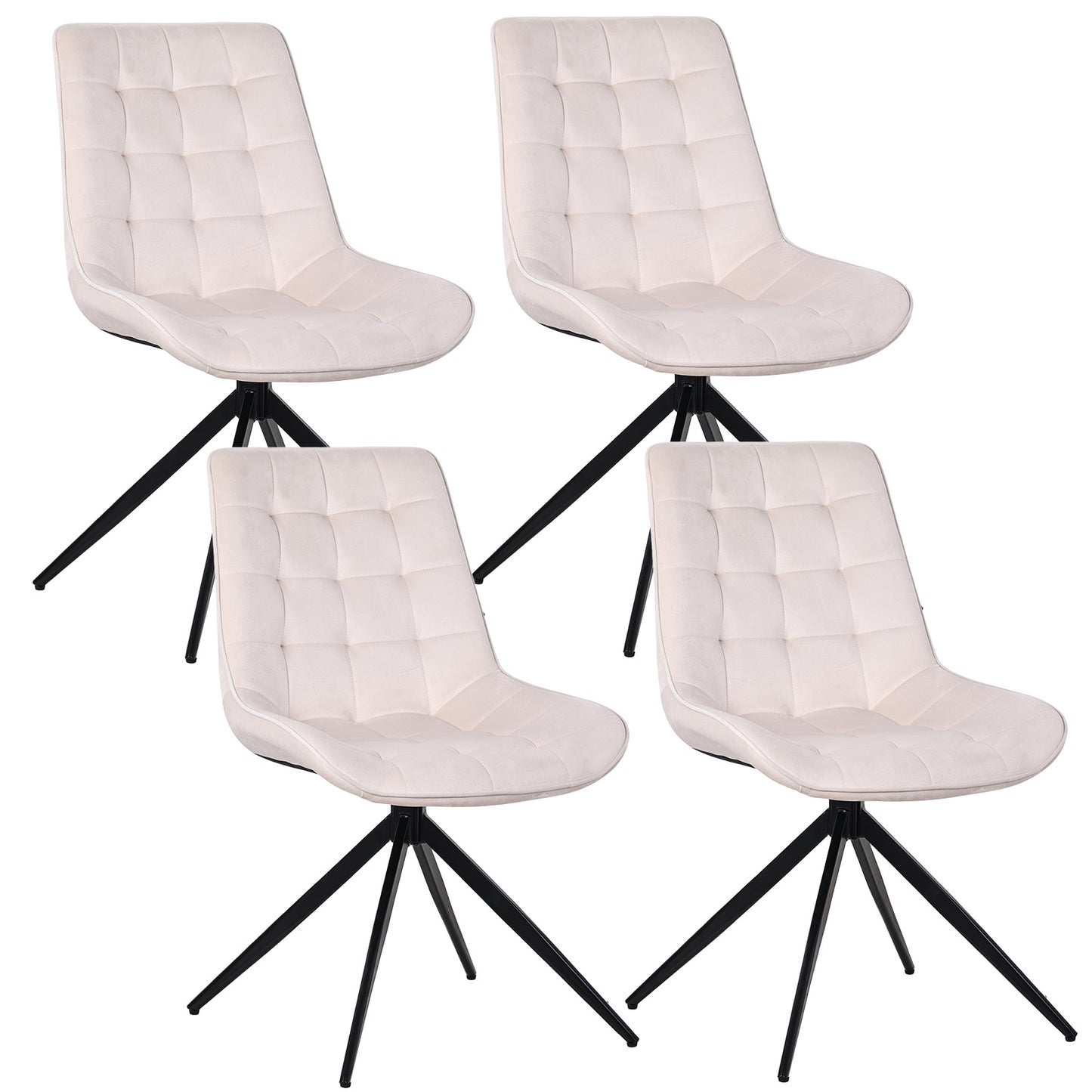 HOMAVO Set of 2 Modern Ergonomic Dining & Office Chairs – Comfortable 360° Swivel Chairs