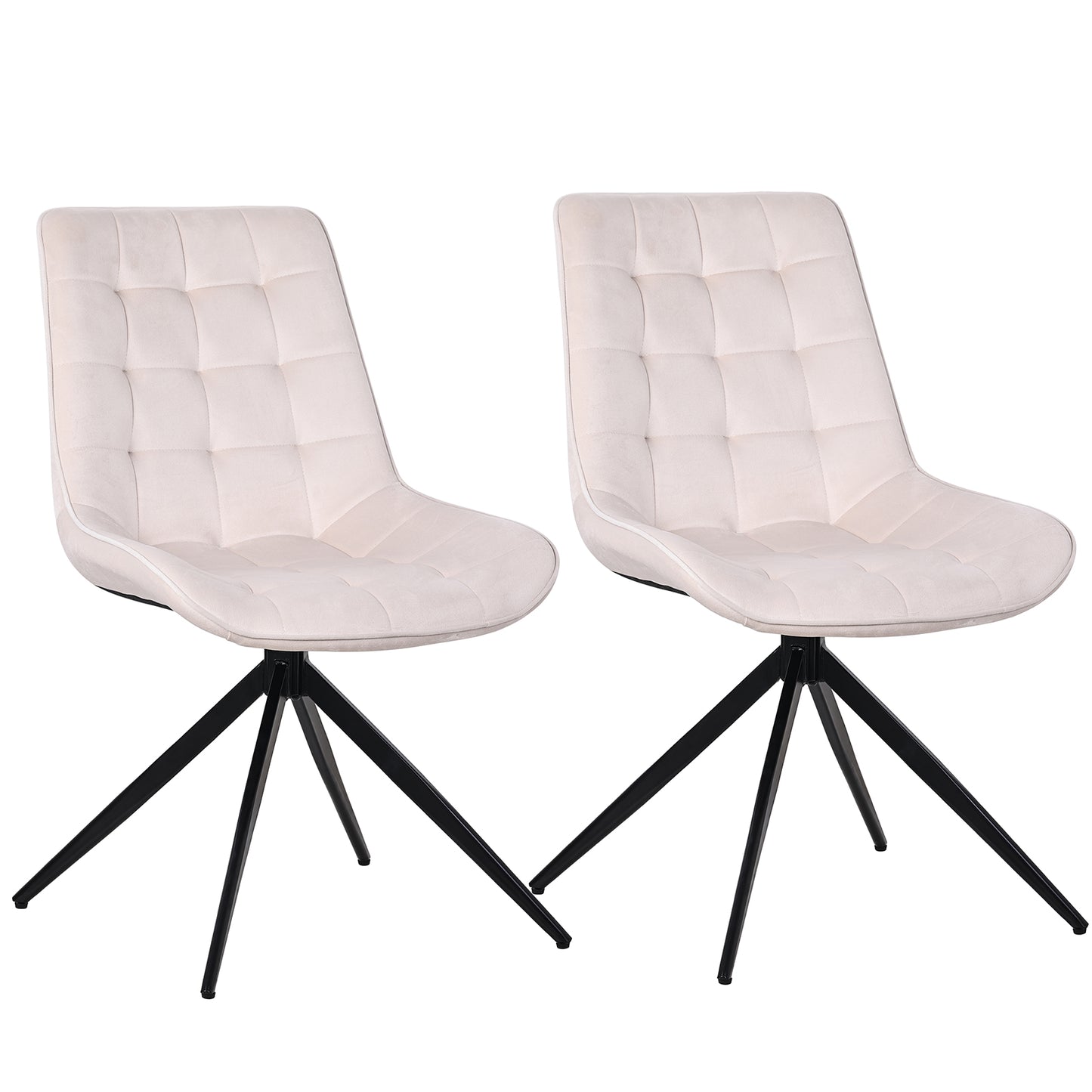 HOMAVO Set of 2 Modern Ergonomic Dining & Office Chairs – Comfortable 360° Swivel Chairs