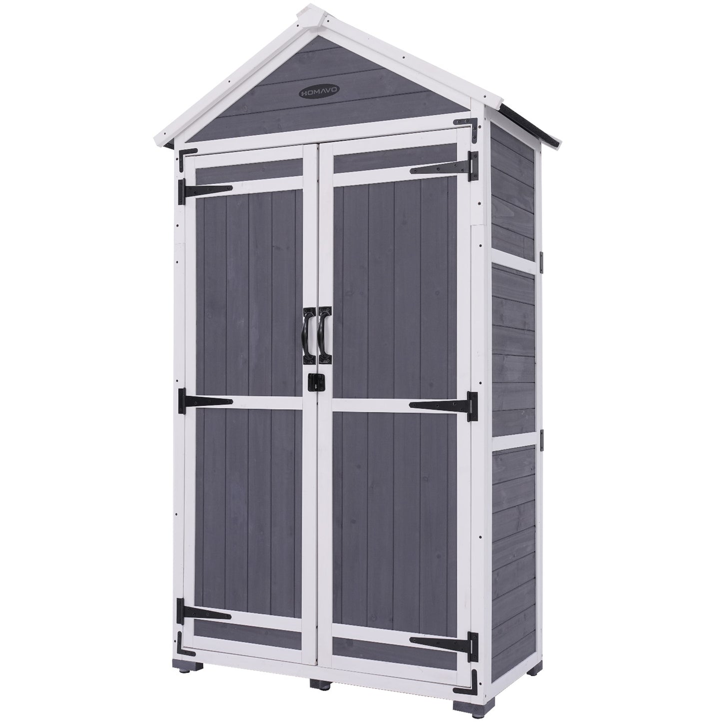 HOMAVO Garden Storage Shed & Tool Cabinet,  Dimensions: 99.3 × 56.5 × 178 cm