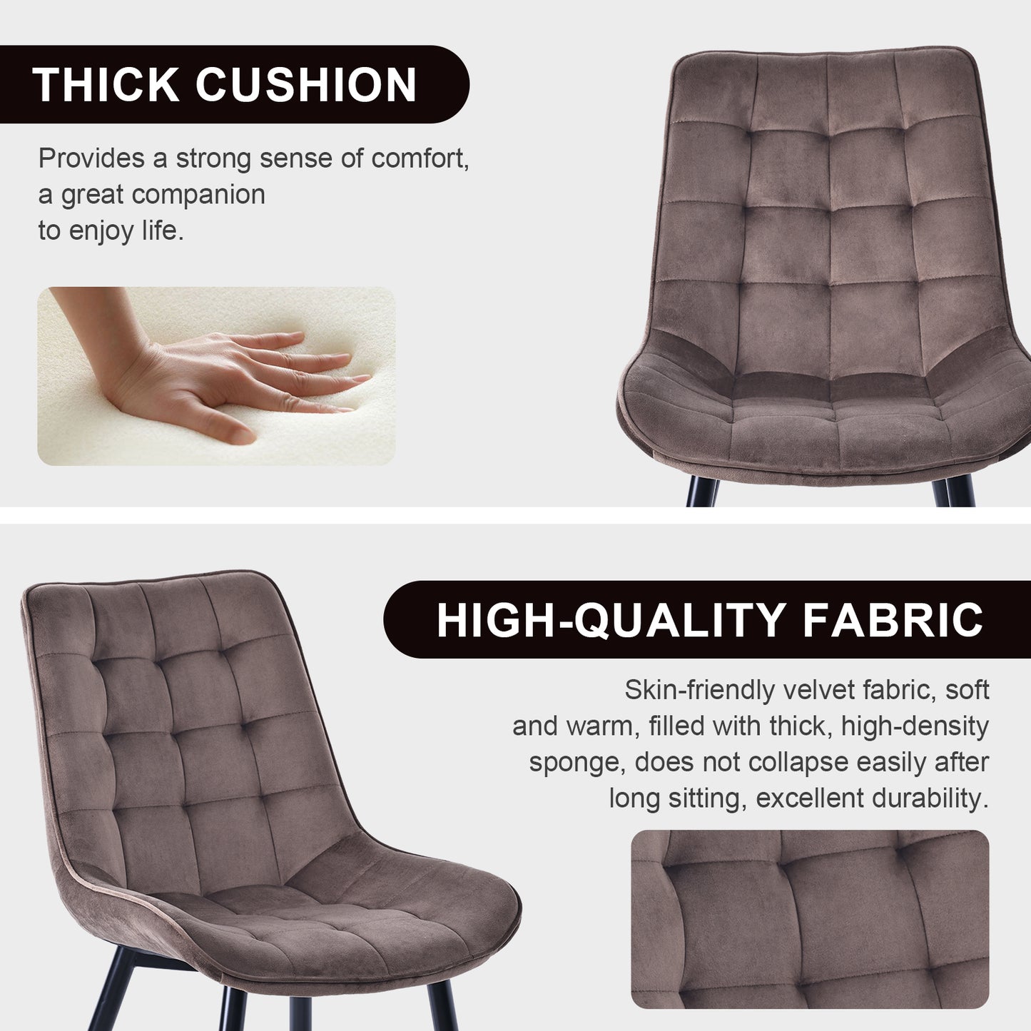 HOMAVO Set of 2 Modern Ergonomic Dining Chairs – Comfortable 47×43 cm Seat for Dining Room, Living Room & Office