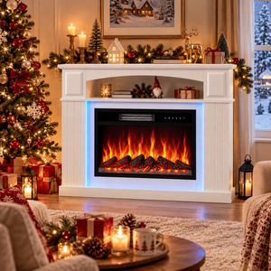 HOMAVO 23 in white LED storage cabinet electric fireplace - image 4