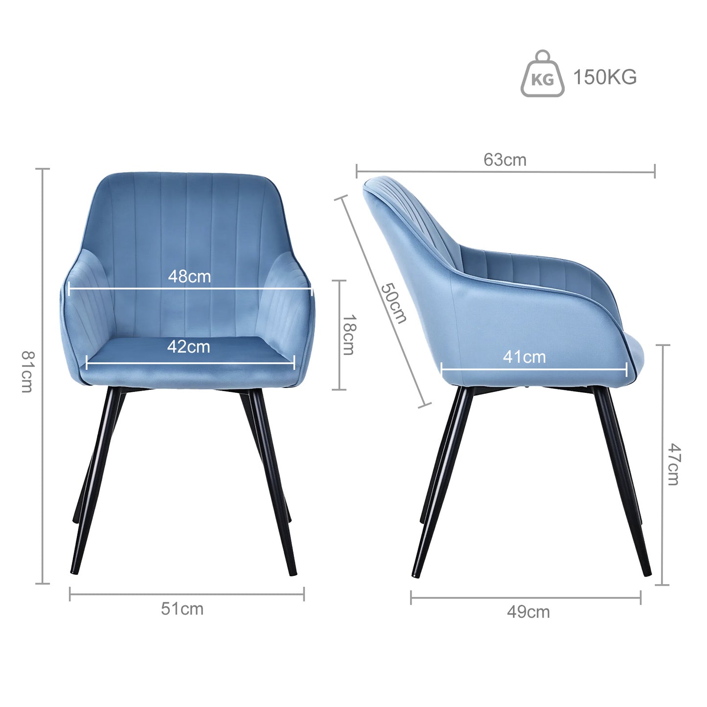 HOMAVO Set of 2 Modern Ergonomic Dining & Office Chairs – Comfortable Living Room Seating