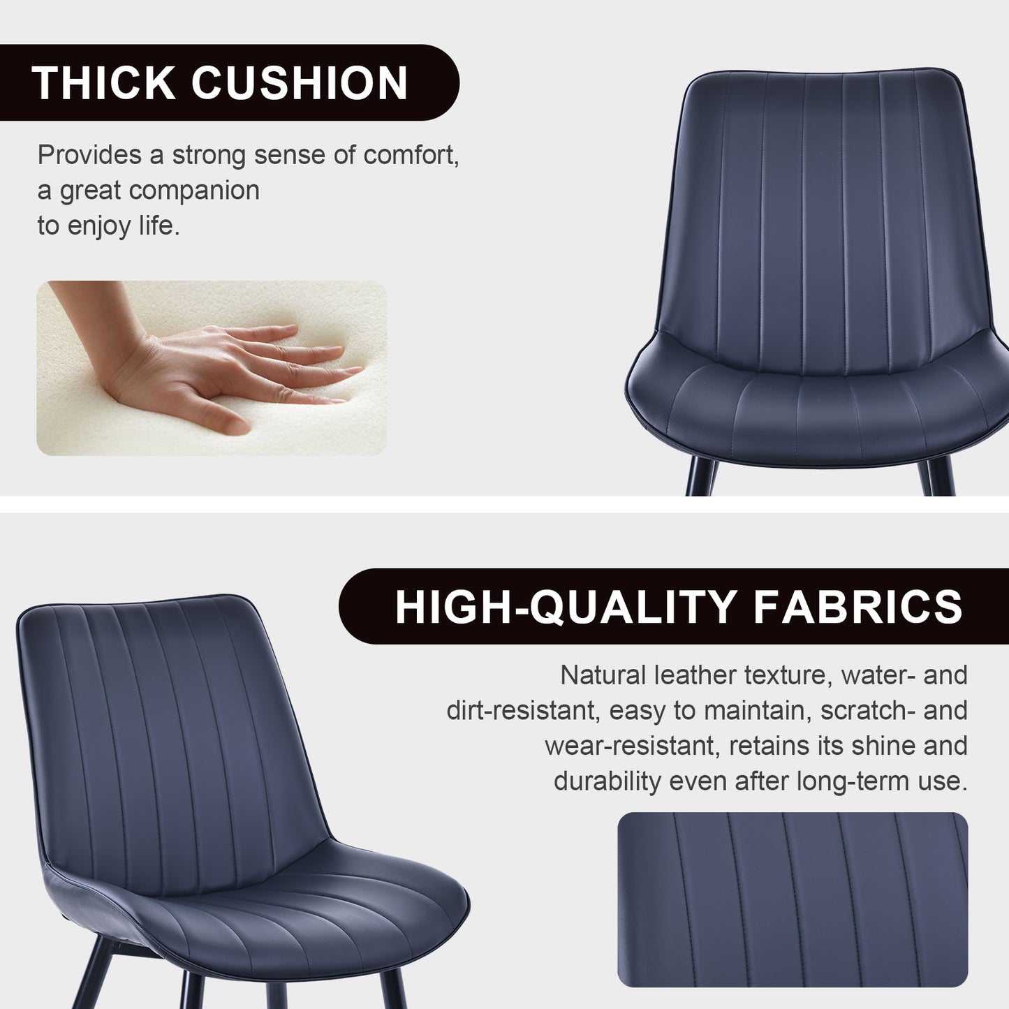 HOMAVO Set of 2 Modern Dining Chairs – Ergonomic Upholstered Chairs for Dining Room, Living Room, or Office (Seat 47×43 cm)