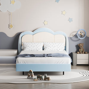 Blue & Pink Cloud-Shaped Floating Kids Bed with LED Music Light