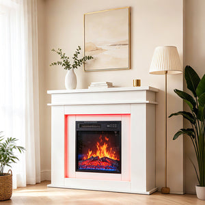 HOMAVO 18 in white LED mantel electric fireplace - image 1