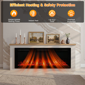 HOMAVO 50 in white freestanding app cabinet electric fireplace - image 3