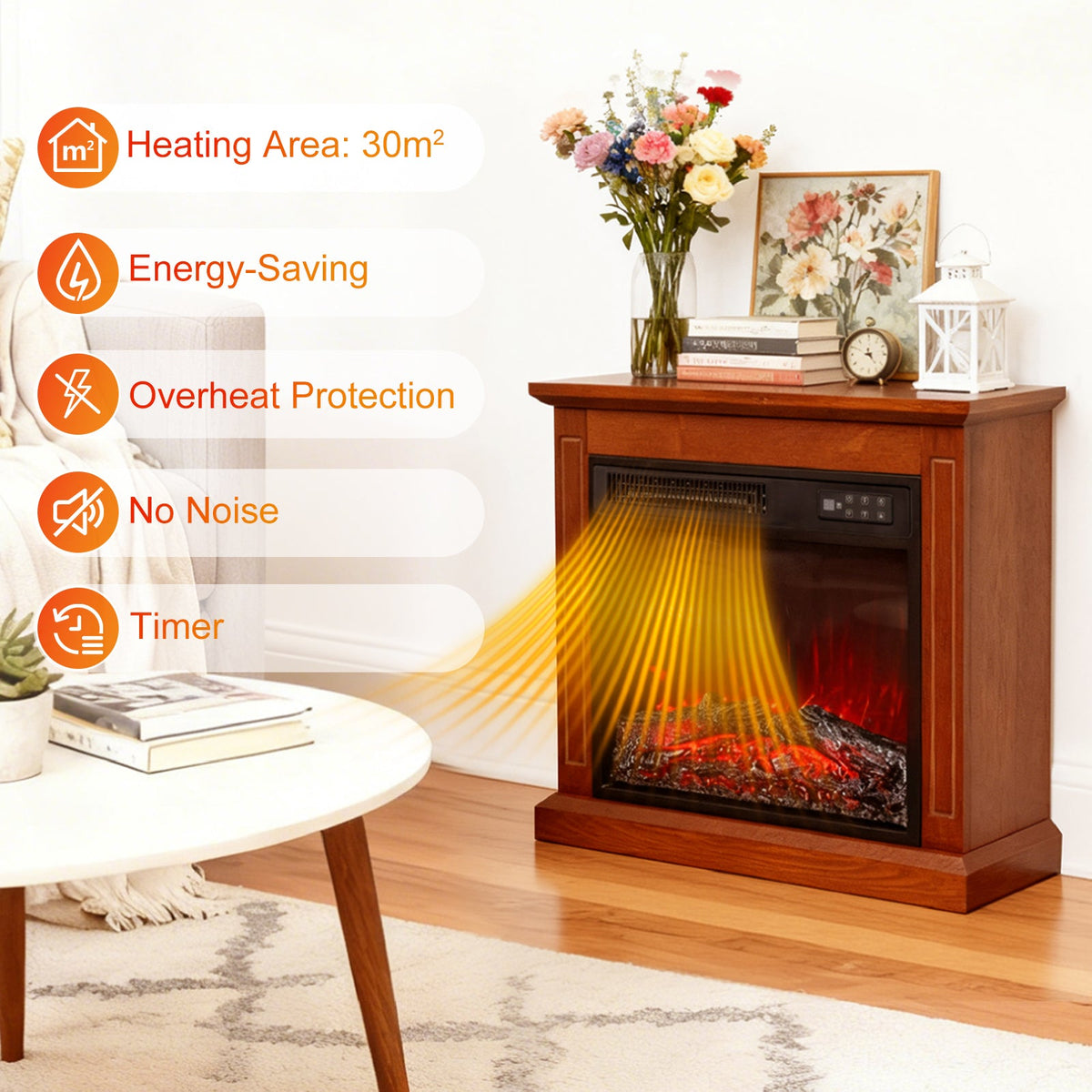 HOMAVO 18 in dark brown cabinet electric fireplace - image 2
