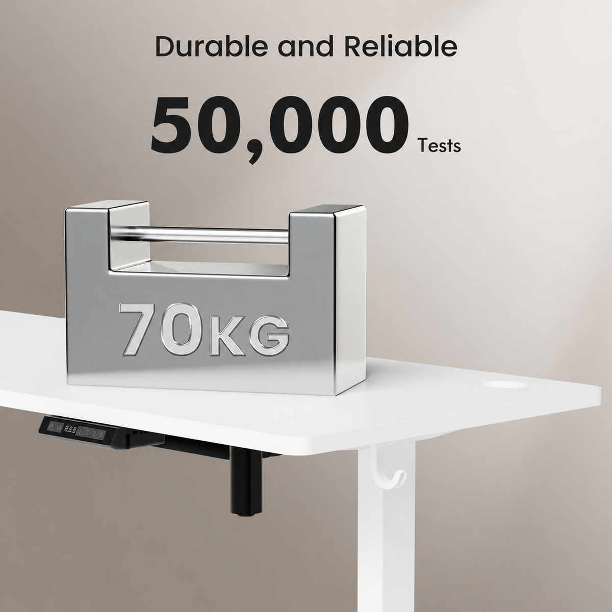Plus Electric Standing Desk with USB-A & Type-C Charging, 70–117 cm