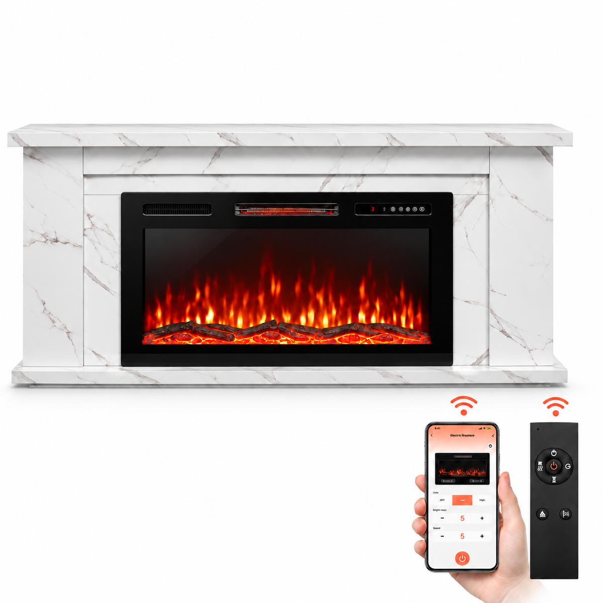 HOMAVO 36 in white app cabinet electric fireplace - image 11