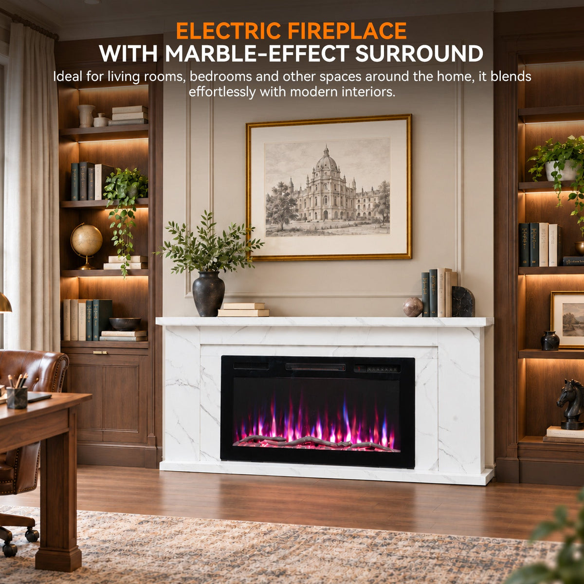 HOMAVO 36 in white app cabinet electric fireplace - image 3
