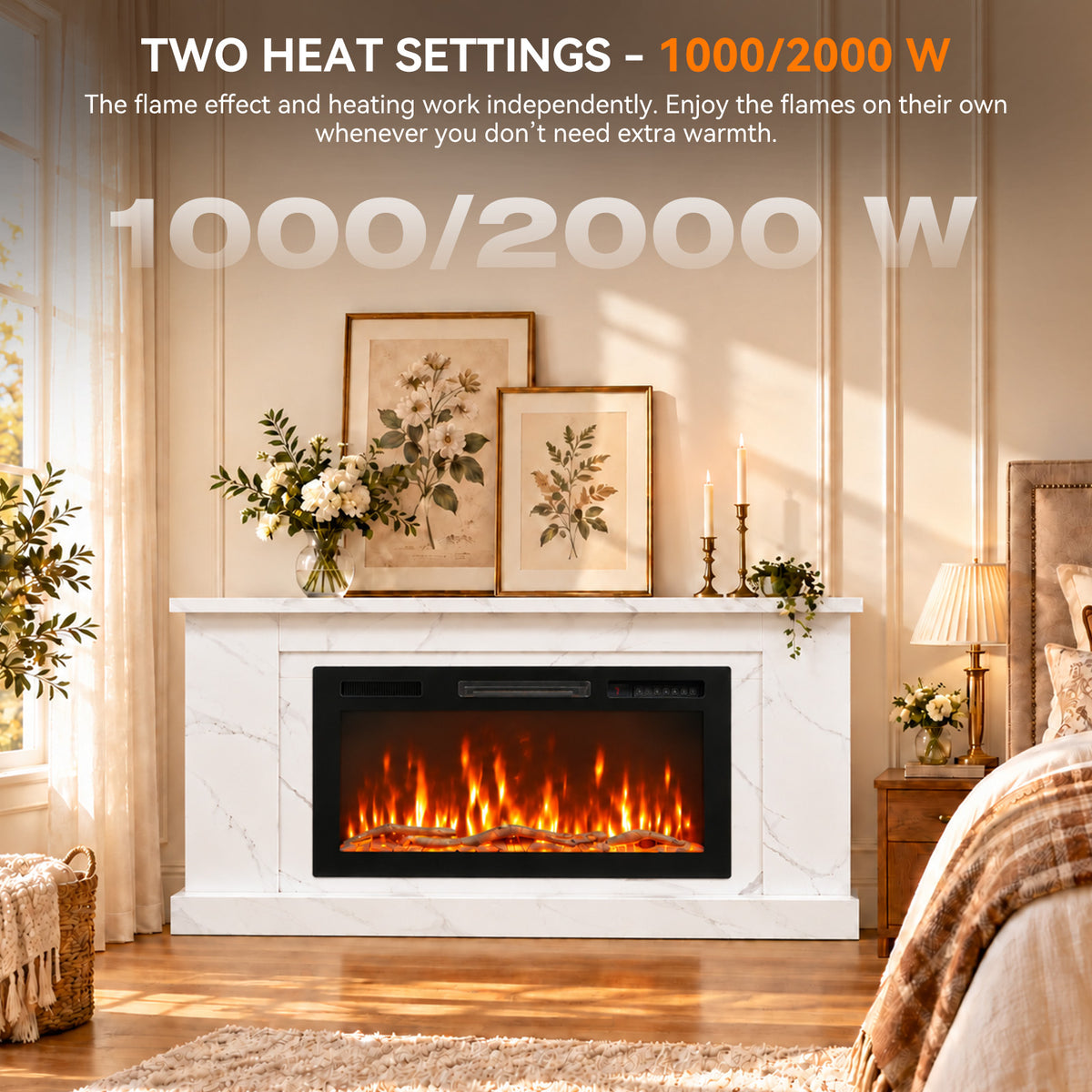 Electric Fireplace Cabinet with Remote Control — 14″ to 50″